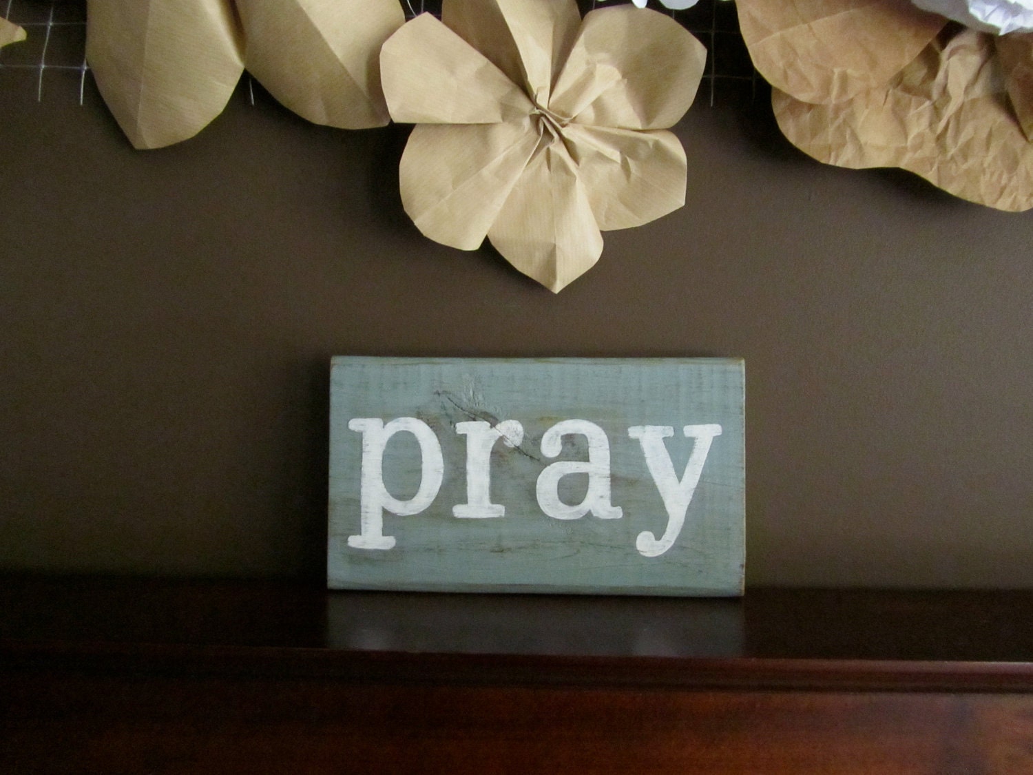 Hand painted wood board - "pray"