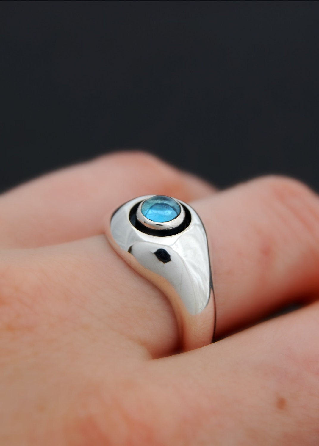Core ring - sterling silver ring with cabochon