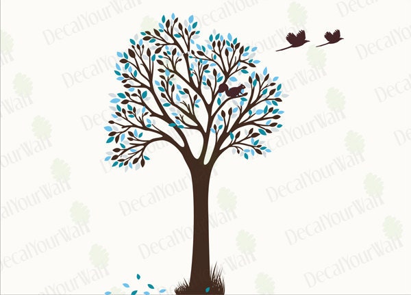 Leaves Only for (B-108-4 CT) Large Tree Wall Decals Removable Vinyl Wall Art Stickers Children's Baby Nursery Kid's Room Home Decor