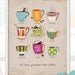 I Love You More Than Coffee / Kitchen art - canvas print / 12"x16" / Reproduction from original illustration