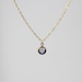 Delicate simple everyday smoky blue round gem pendant gold necklace chain