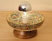 Vintage Floral Bowl Table Lamp - Silver-Coated Bulb