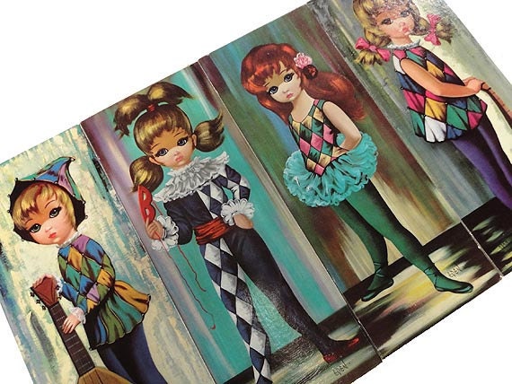 Eden+Big+Eye+Art Vintage Eden Wall Hangings - Big Eyes Litho Wall Art Complete Set of 4 ...
