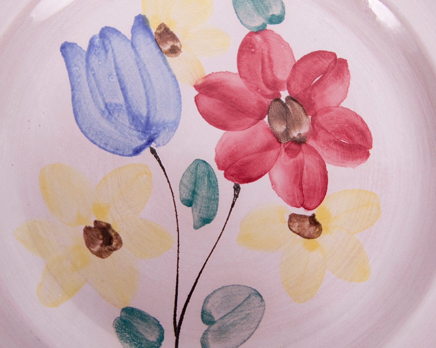 Vintage Arabia Finland Dinner Plate 9" Pottery Stoneware Handpainted Flowers