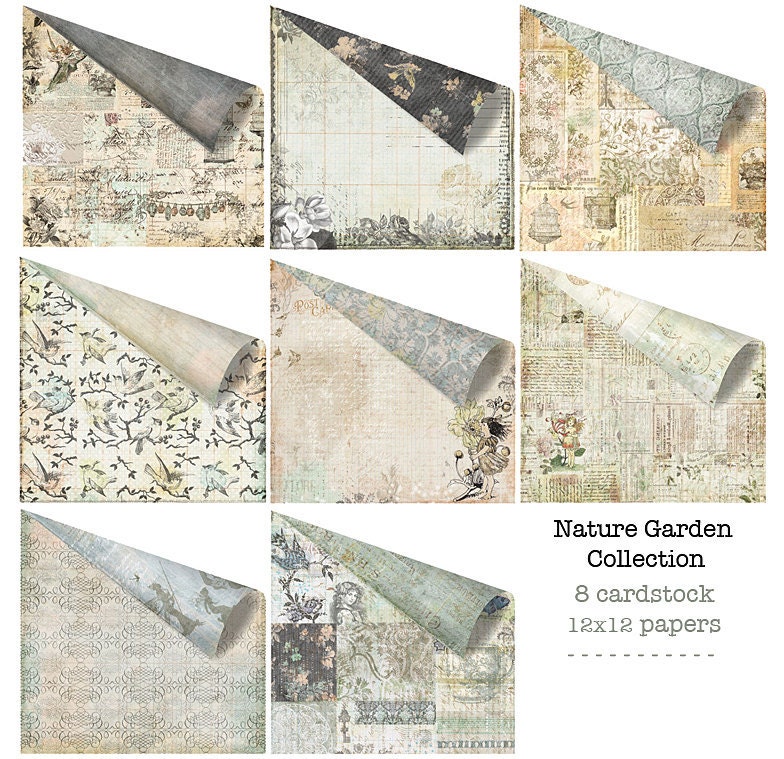 Nature Garden 12x12 Paper Set of Cardstock Papers for Scrapbooking by Jodie Lee for Prima Marketing