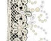 Fairy Belle Say It In Pearls Self Adhesive Lace and Crystals Border Sticker Flourish by Prima Marketing. Item number 554156