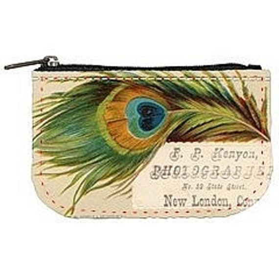 Glamour Peacock Feather Retro Vintage Style Postcard Purse by Jodie Lee Designs