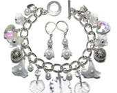 Bridal Charm Bracelet  & Earrings, Prom Bracelet And Earrings Set