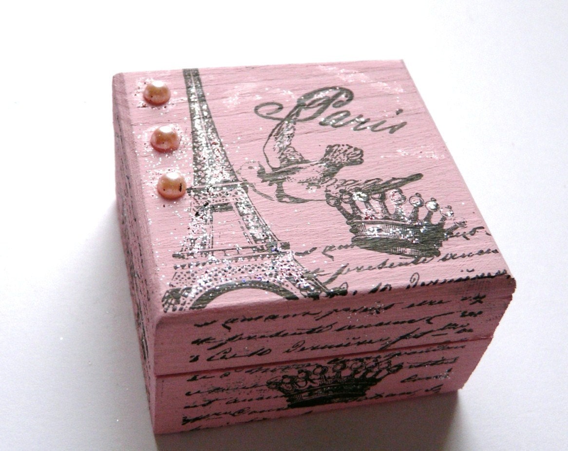 Pink Paris Jewelry Box, Keepsake Box, Pink Jewellery Box, Eiffel Tower, French