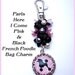 Paris Bag Charm / Key Ring Pink & Black with French Poodle