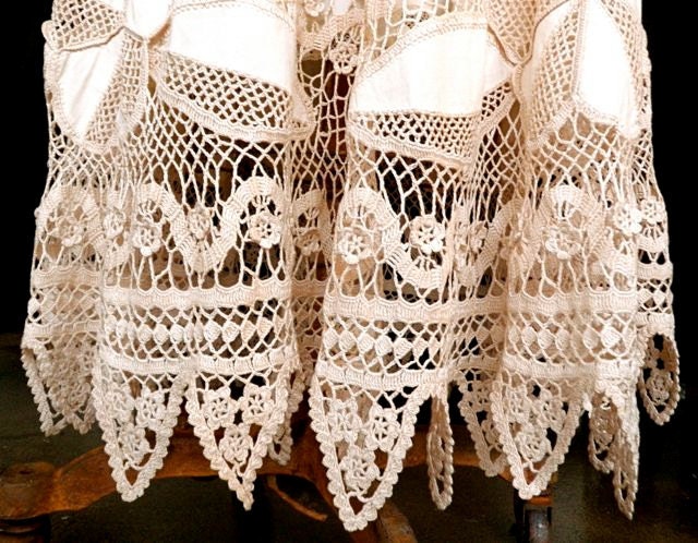 Reserved for Jenipher Vintage skirt crochet creme upcycled