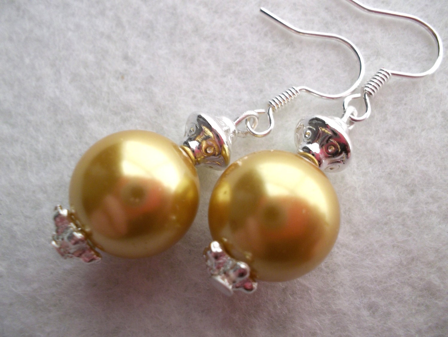 Pearl Earrings Dangle Golden Yellow Chunky Gold Pearls