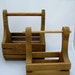 Pair of Wood Wooden Slat Baskets with Handles