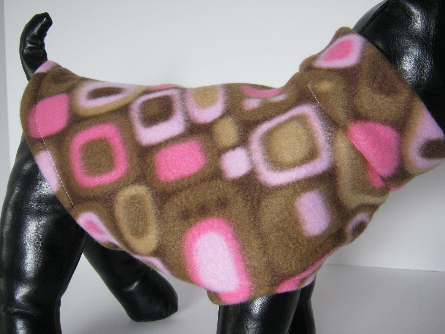 Sweater in Pink Circles and Blocks Fleece  Sz XSM