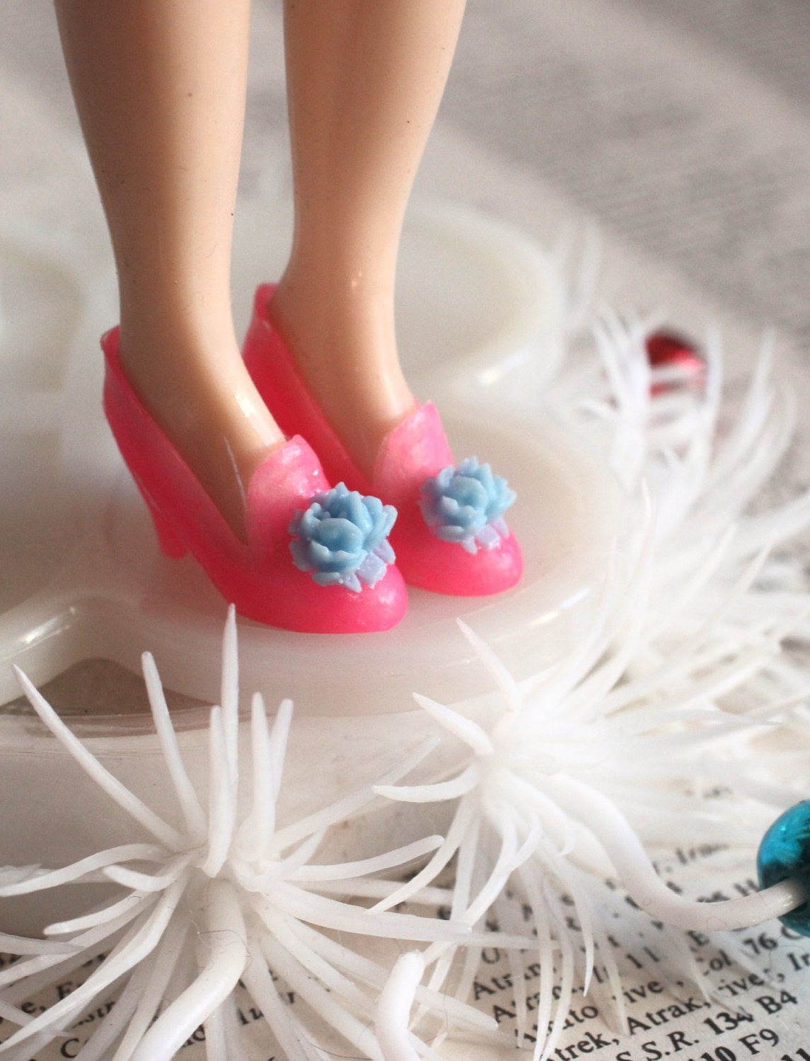 Mab Couture Sugarplum shoes - Cinderella - Vintage Candy Pink Blythe size dolly shoes - for your Fairy tale Princess