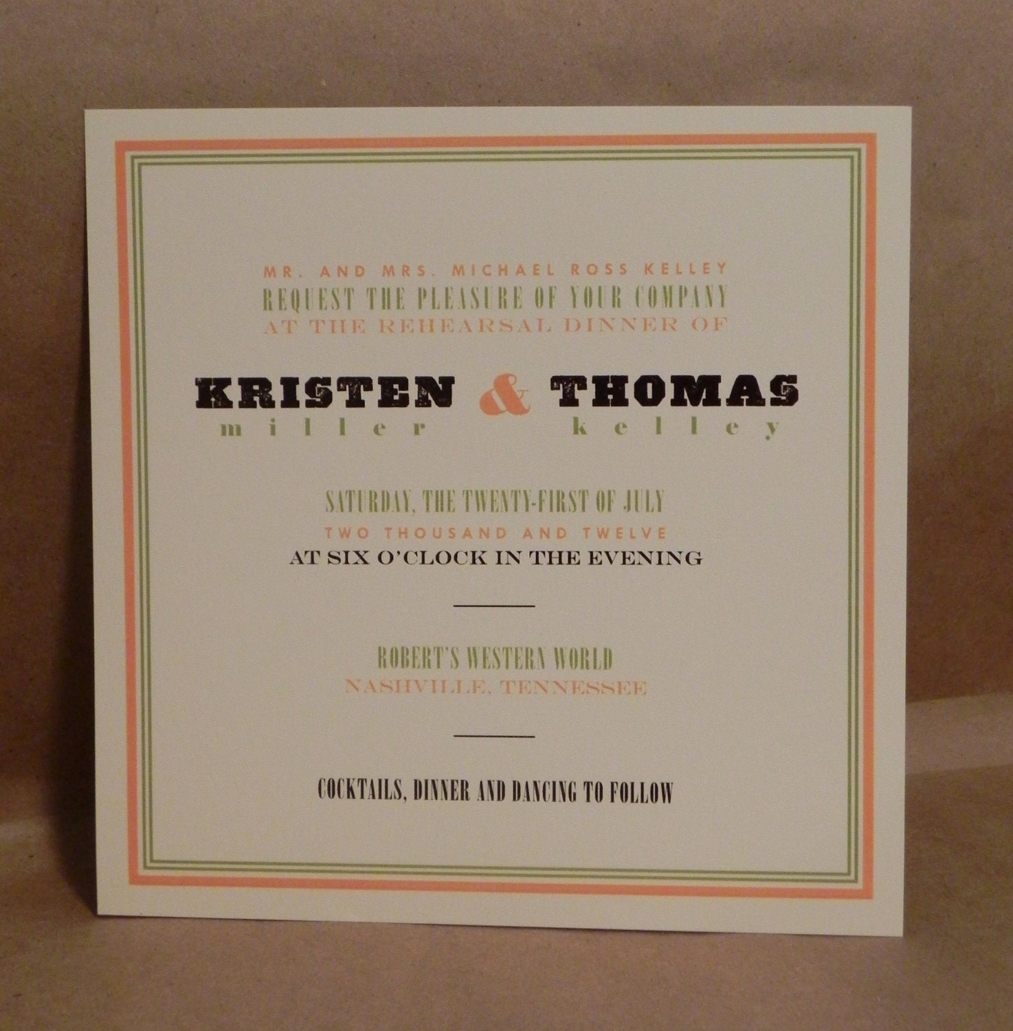 Square Rehearsal Dinner / Country or Western / Farmers Market / Birthday / Party / Reception / Wedding Modern Invitation Set