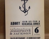 Beach Invitation / Vintage Rehearsal Dinner / Wedding / Birthday / Party / Custom Printed Anchor Darby Cards Invitation