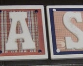 Plaid Boys Customized Nursery Name Sign Plaque - Personalized Name Sign - Hanging Wall Letters - Baby Kids Personalized Customized Letters