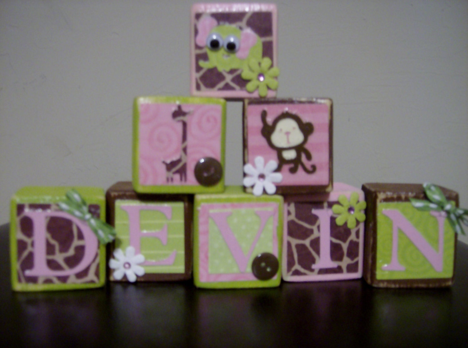 decorative wooden baby blocks- custom name wood blocks letters- jungle baby wooden blocks- maternity photography props - baby shower decor