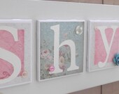Shabby Chic Customized Nursery Name Sign Plaque  - Wall Hanging - Baby Kids Girls Personalized Customized Name Plaque Sign