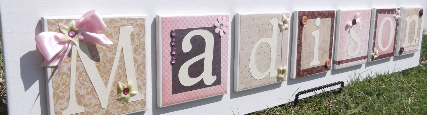 Daniella Customized Name Sign Plaque - Personalized Name Sign - Wall Hanging - Baby Kids Personalized Customized Nursery Name Plaque Sign