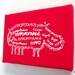 Nursery Art Hippo Screen Print Word Art White on Red Stretched on Canvas