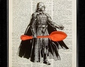 Star Wars Art Print / Poster / Mixed Media - He's got a new lightsaber - Vintage Dictionary art print, Dictionary print, ACRYLIC PAINTING