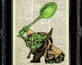 STAR WARS GEEKERY Retro Hipster, Star Wars Print Men Gift, Vintage Page Dictionary Art Print Dictionary Print - Master Yoda's new Lightsaber