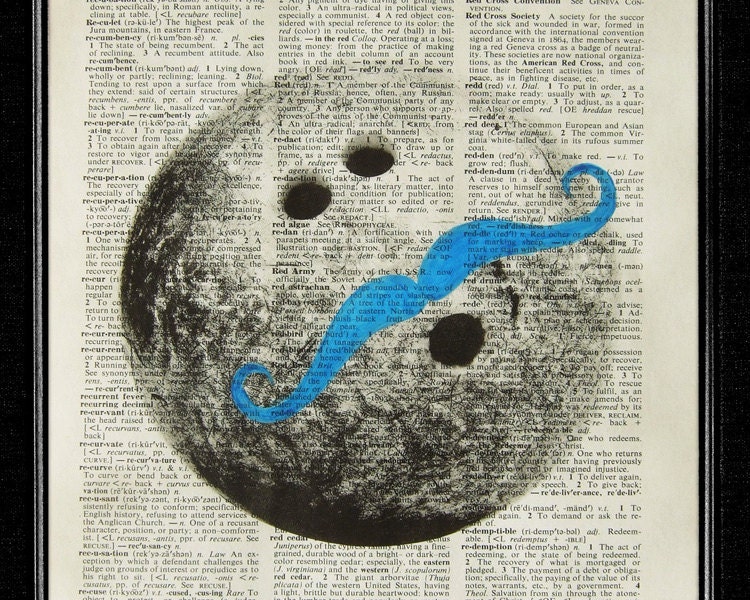 Funny Moustache Art Print, Bowling Art Print, Pringles, Retro Art Print, Retro Print, Upcycled Vintage Book Page Art Print - Mr. Bowling