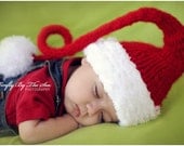 Christmas Baby Santa's little helper hat, perfect newborn holiday photo prop and  warm everyday use hat.