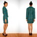 Vtg 2 Piece Plaid Green Yellow Fitted Blazer Mini Skirt