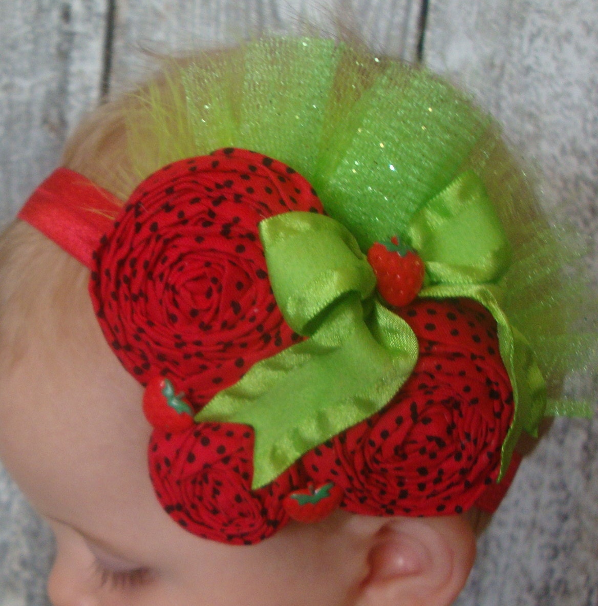 Strawberry Hair Bow-Strawberry Birthday-Strawberry headband-Strawberry Headbands-Strawberry shortcake-Infant Headbands-Birthday Headbands