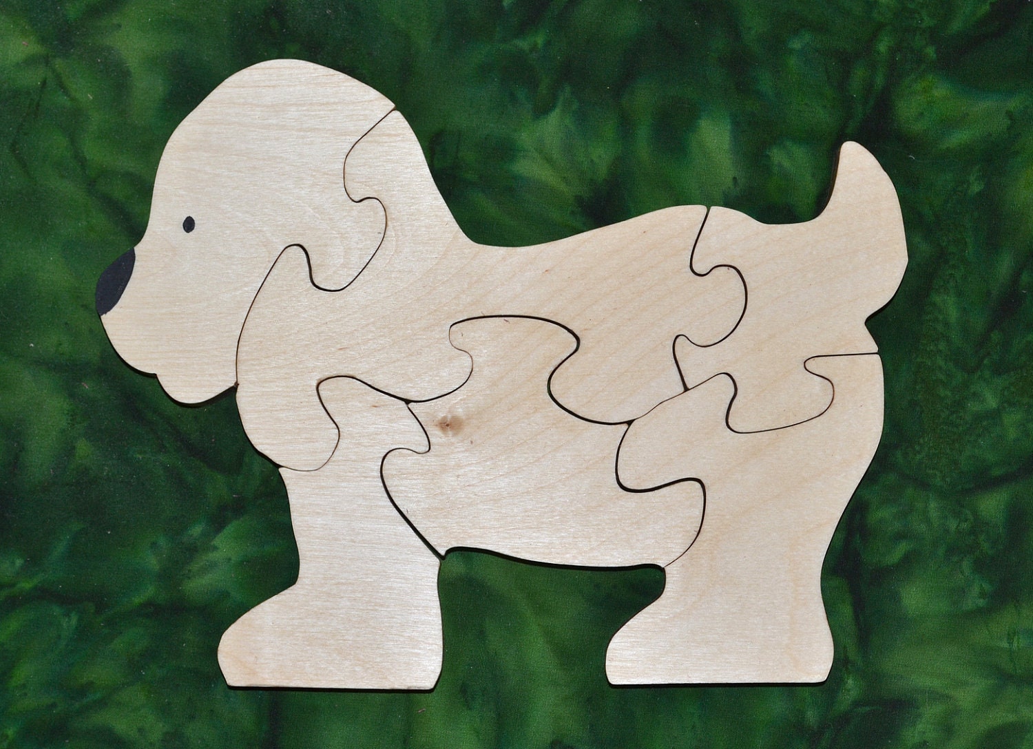 Puppy Puzzle: Handmade Educational Wood Puzzle with Bag for Storage - WoodenGiraffeToys Puppy Puzzle: Handmade Educational Wood Puzzle with Bag for Storage - WoodenGiraffeToys