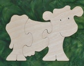 Cow Puzzle with Bag for Storage Handmade Educational Wood Puzzle