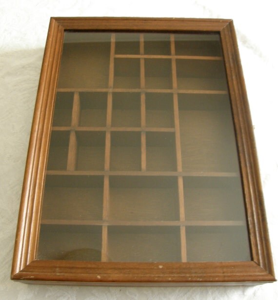 Vintage Display Box Wooden Glass Front by WhiteShepherd on Etsy