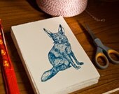 Fennec Fox Hand Printed Gocco Card