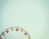 Fine Art Photography - Ferris Wheel Santa Monica Pier 8x12 original carnival rides vintage retro blue sky photo print wall art