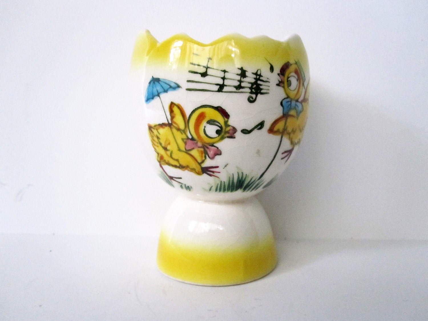 Vintage Japan Egg Cup with Two Chicks or Chickens, Kitchen Decor