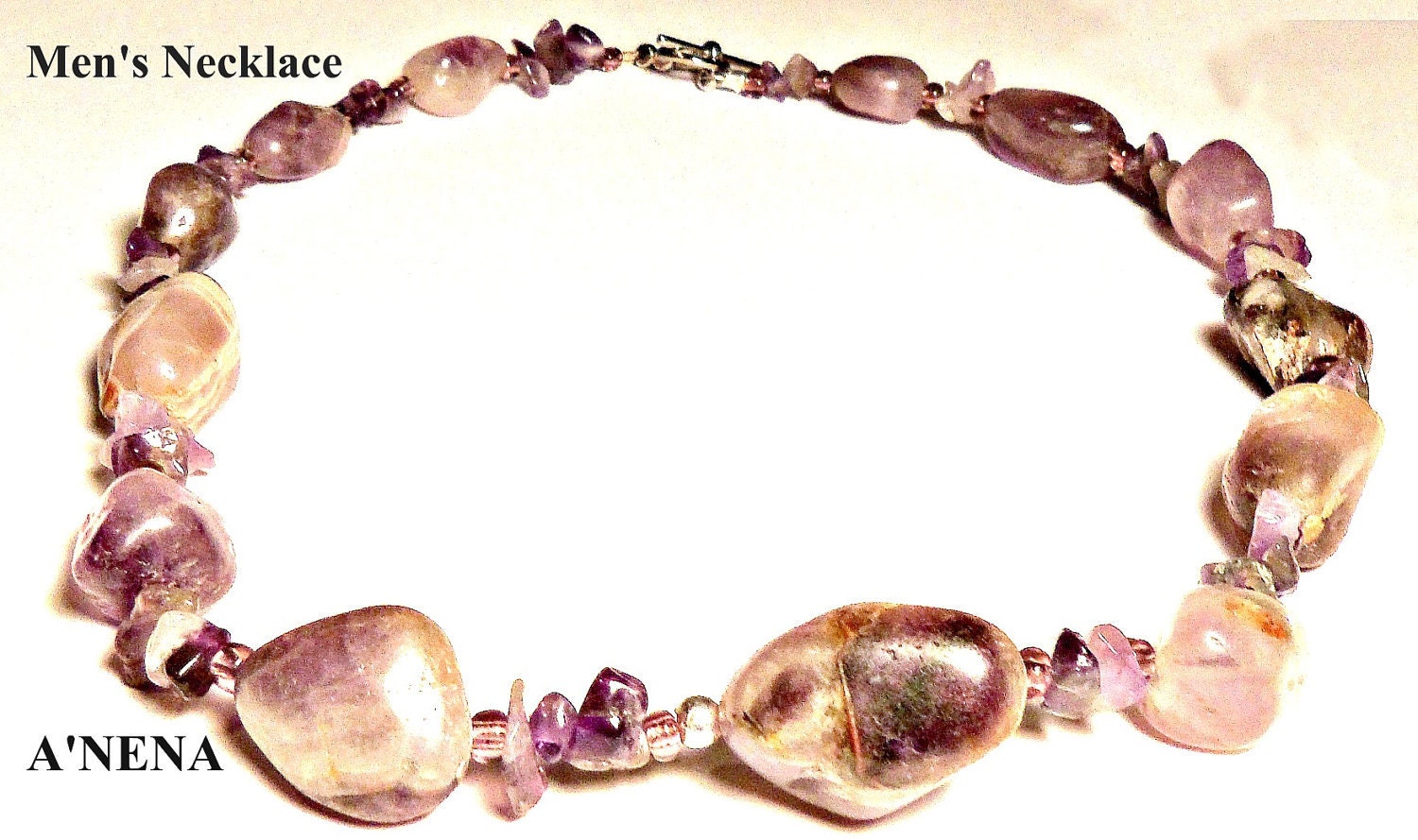 Men's Necklace Genuine Amethyst   "Spiritual Warrior"