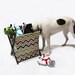 Aqua, Orange, Brown, & Lime Chevron Stripe Pet Toy Hamper with frame
