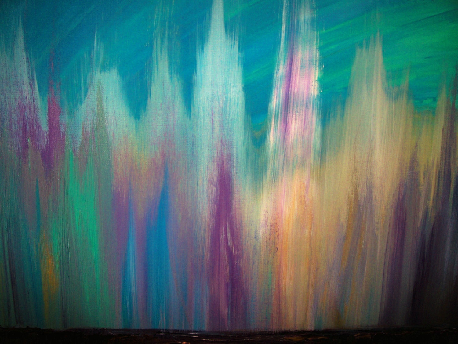 Original Large Abstract Painting Modern Contemporary Canvas Art 36x24 Skyline "ICE CASTLES" Texture Oil Blue Purple Gold 36" by J.LEIGH