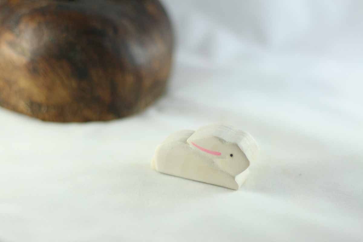 White Rabbit Wooden Toy - Bunny - Nature Table - Waldorf Animal