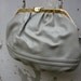 Vintage 1980's Grey Handbag with Gold Tone Fastenings and Front Stitching Detail
