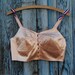 Vintage French peach satin bra - front buttoning and elasticated at the back
