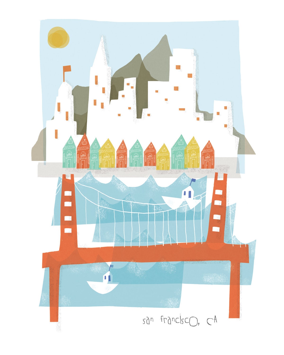 San Francisco art print illustration - 11x14 - city poster california