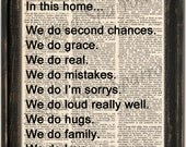 Vintage Dictionary Family Rules Print - plus FREE 5x7 monogram