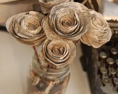 Vintage Upcycled Dictionary Stem Roses (set of 5)