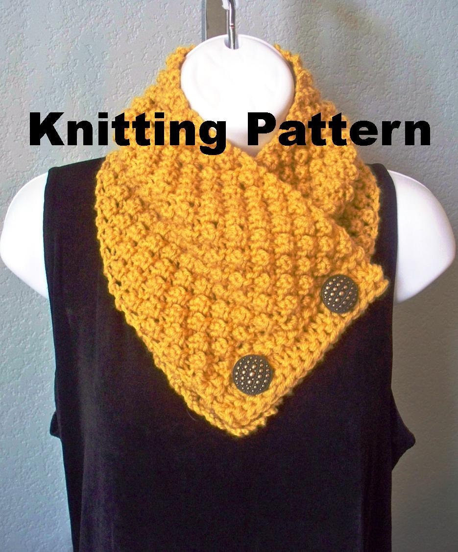 Button Scarf Knitting Pattern PDF by HandKnitArtisans on Etsy