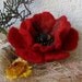 Poppy red - Brooch Hand Felted Flower -