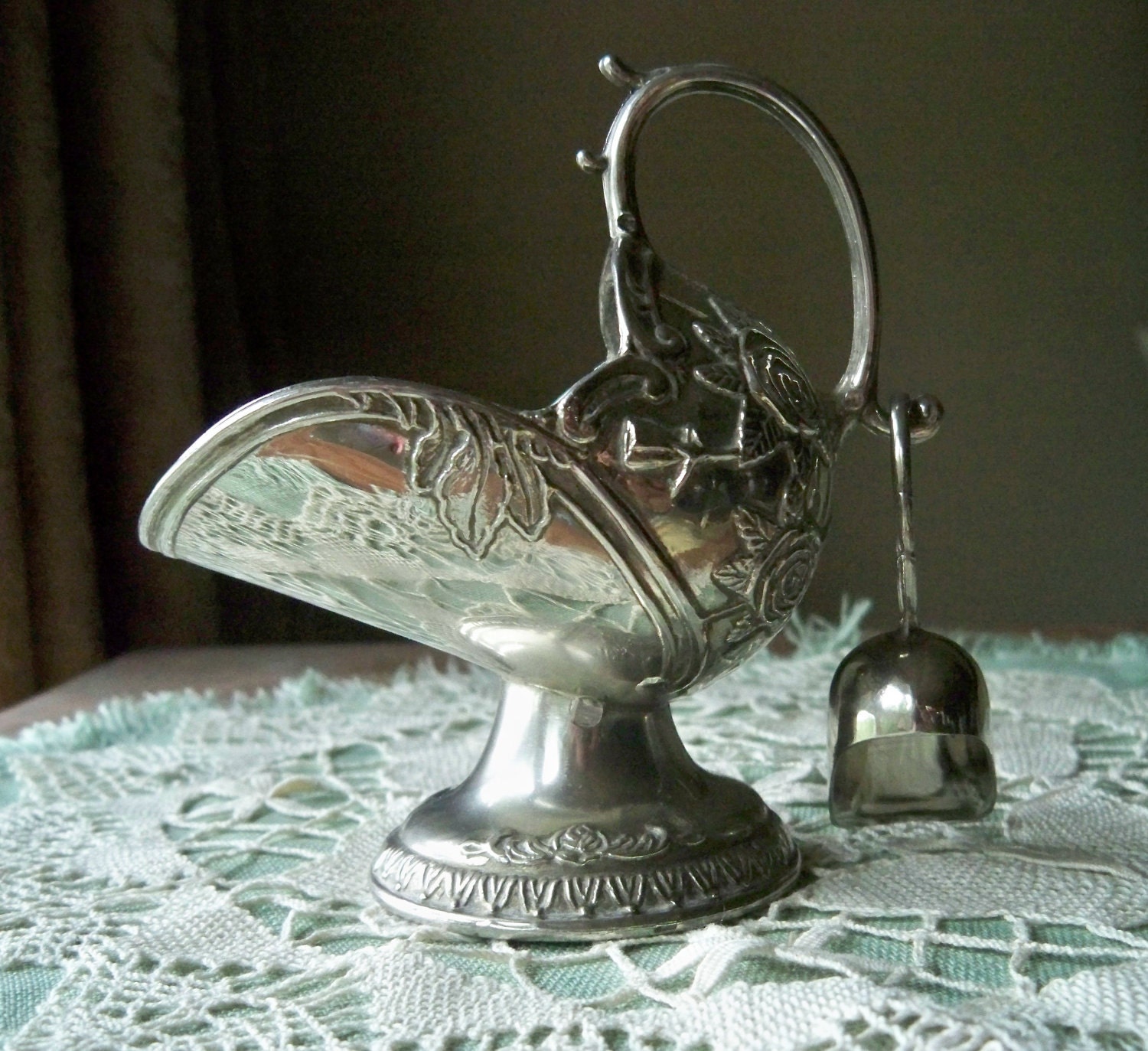 Antique Silver Plate Sugar Scuttle Sugar Dish